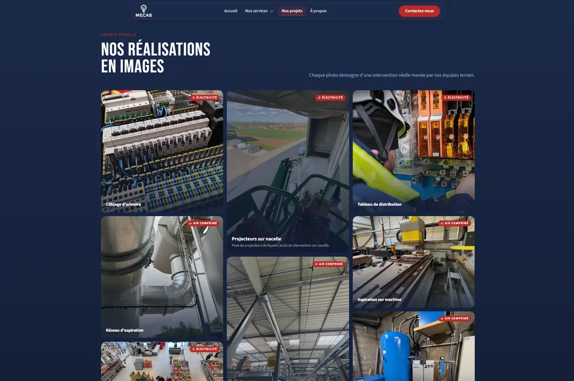 Site MECAB : galerie visuelle des réalisations