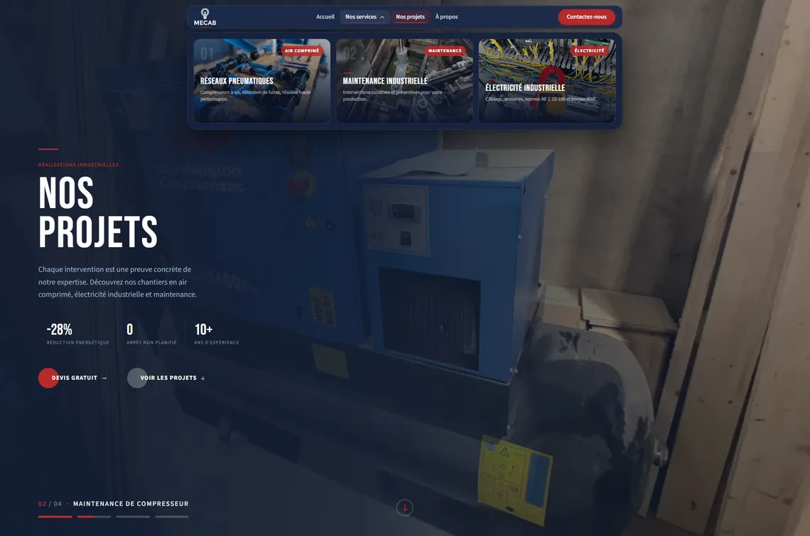 Site MECAB : page Nos projets