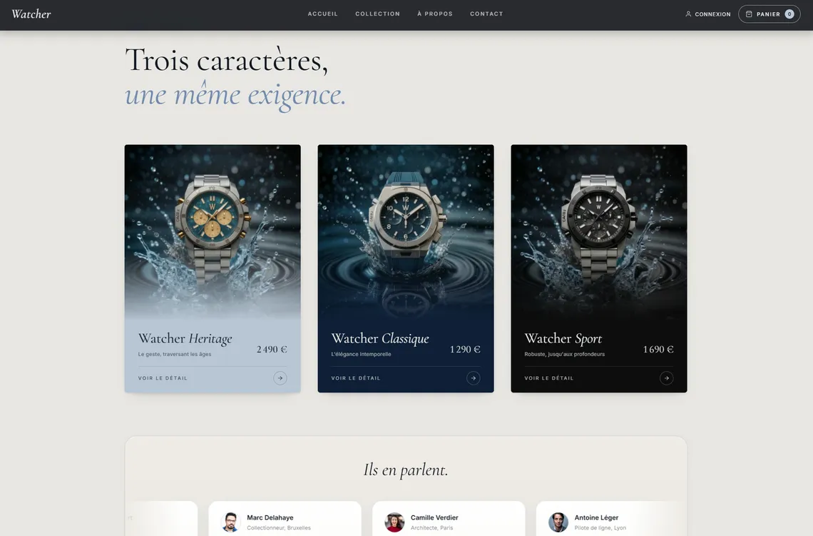 Site Watcher : collection de montres